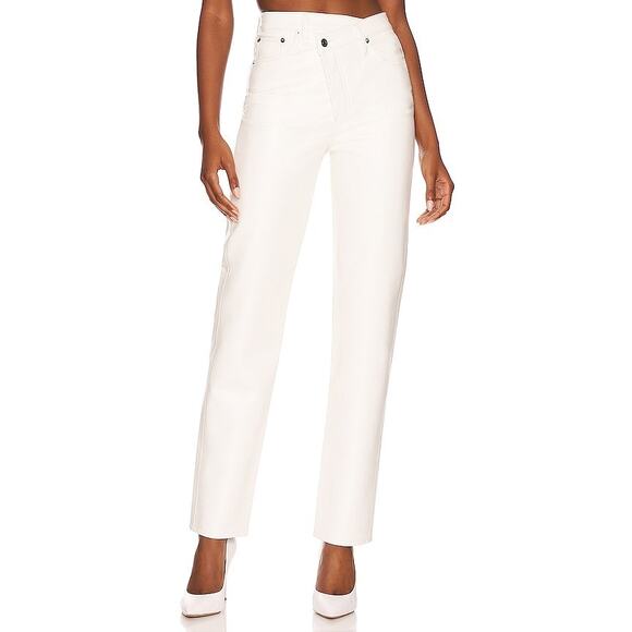 Agolde A9082-1285 Recycled Leather Criss Cross Straight Lace White Size 26 NWT - Picture 2 of 13